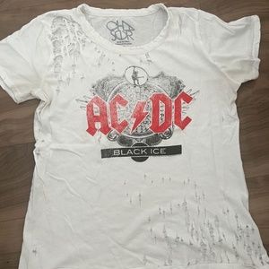 Distressed ACDC Chaser White T-Shirt